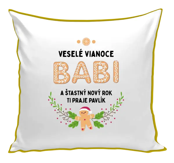Vianočný vankúš Veselé Vianoce babi, perníček