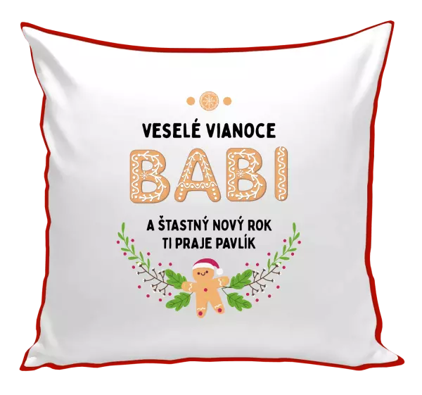 Vianočný vankúš Veselé Vianoce babi, perníček