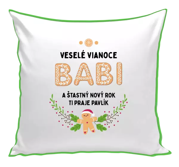Vianočný vankúš Veselé Vianoce babi, perníček
