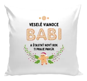 Vianočný vankúš Veselé Vianoce babi, perníček