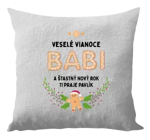 Vianočný vankúš Veselé Vianoce babi, perníček