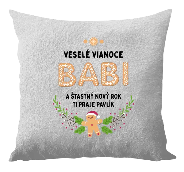 Vianočný vankúš Veselé Vianoce babi, perníček
