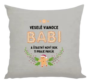 Vianočný vankúš Veselé Vianoce babi, perníček