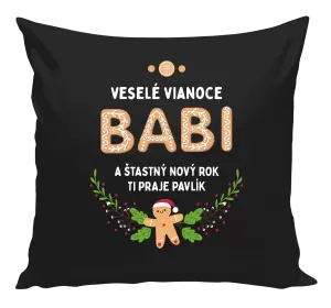 Vianočný vankúš Veselé Vianoce babi, perníček