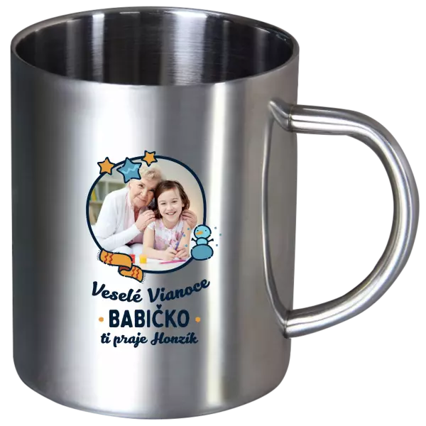 Nerezový hrnček Veselé Vianoce babička s venovaním