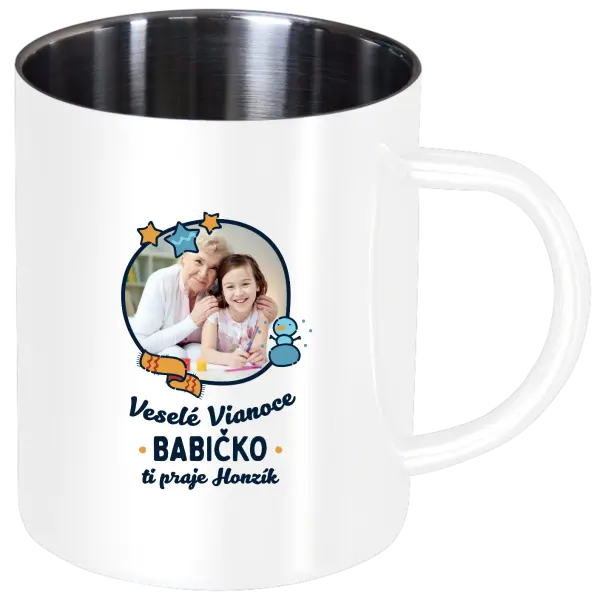 Nerezový hrnček Veselé Vianoce babička s venovaním