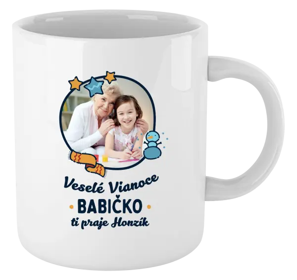 Vianočný hrnček Veselé Vianoce babička s venovaním