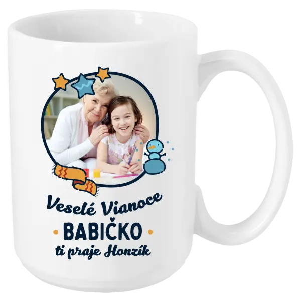 Vianočný hrnček Veselé Vianoce babička s venovaním