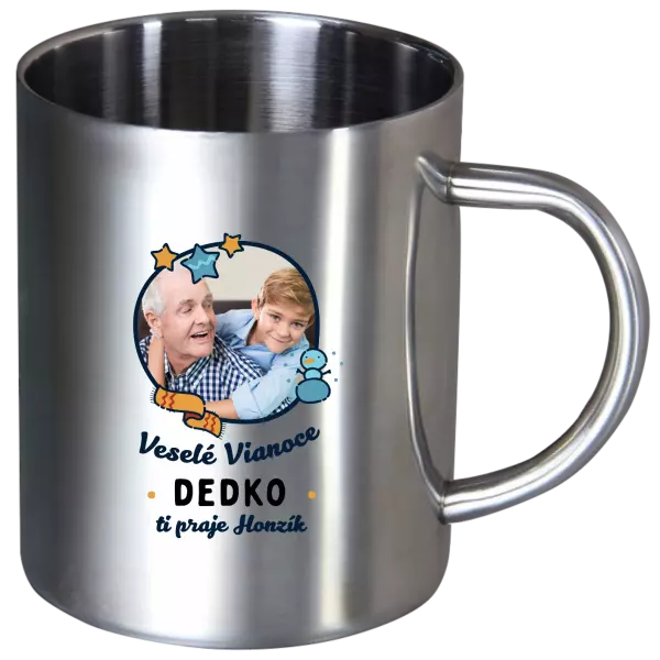 Nerezový hrnček Veselé Vianoce dedko s venovaním