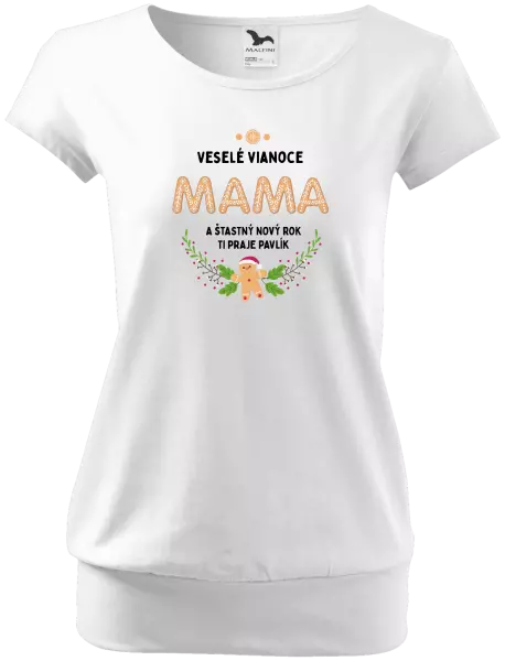 Dámske vianočné tričko Veselé Vianoce mami, perníček