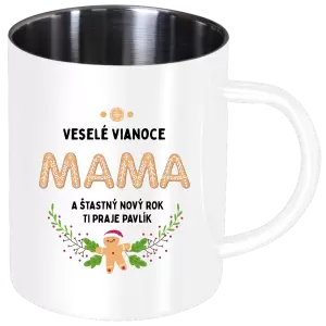 Nerezový hrnček Veselé Vianoce mami, perníček