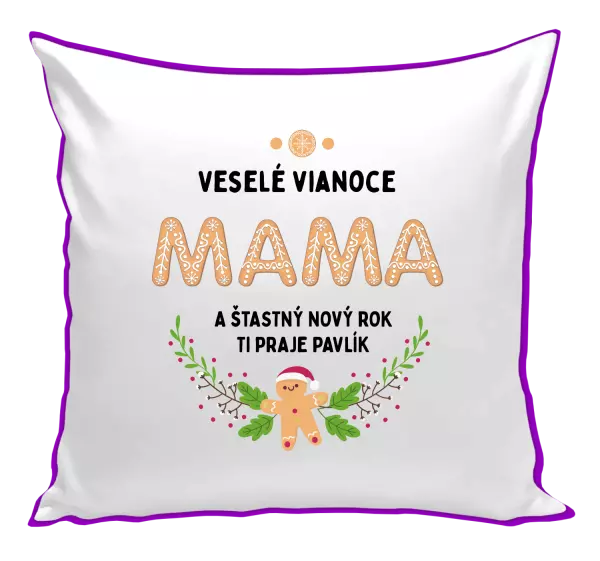 Vianočný vankúš Veselé Vianoce mami, perníček