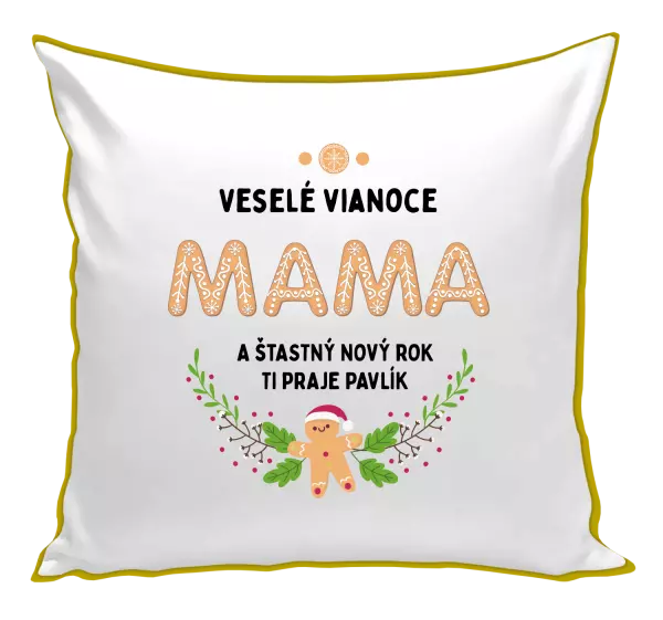 Vianočný vankúš Veselé Vianoce mami, perníček