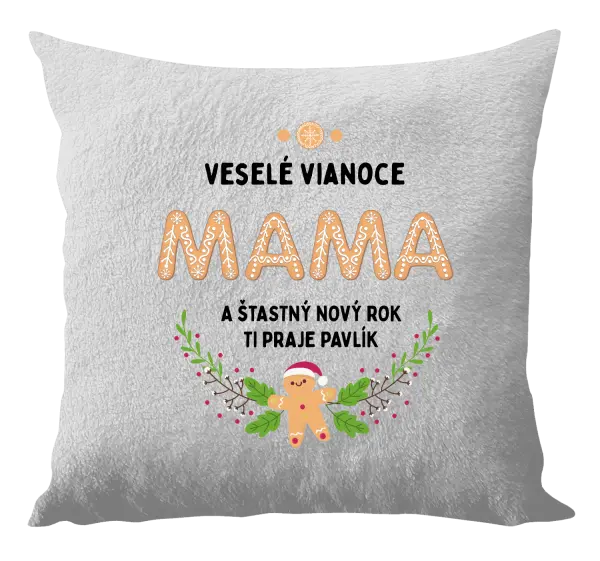 Vianočný vankúš Veselé Vianoce mami, perníček