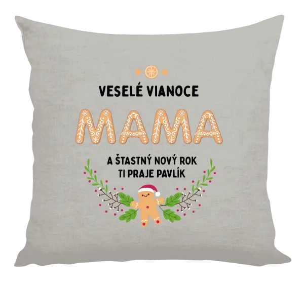 Vianočný vankúš Veselé Vianoce mami, perníček