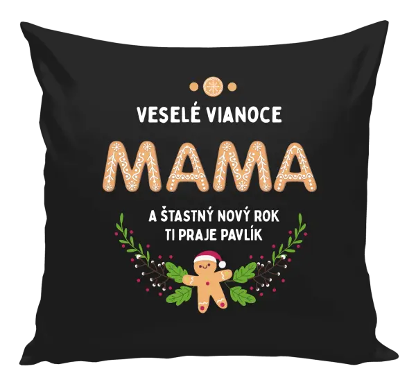 Vianočný vankúš Veselé Vianoce mami, perníček