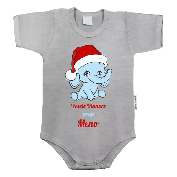 Detské body Veselé vianoce praje - modrý sloník