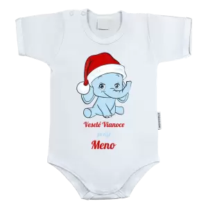 Detské body Veselé vianoce praje - modrý sloník