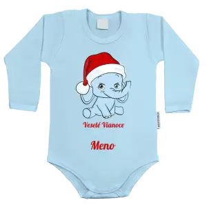 Detské body Veselé vianoce praje - modrý sloník