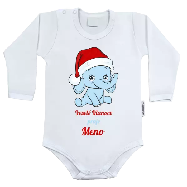 Detské body Veselé vianoce praje - modrý sloník