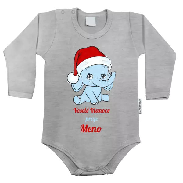 Detské body Veselé vianoce praje - modrý sloník