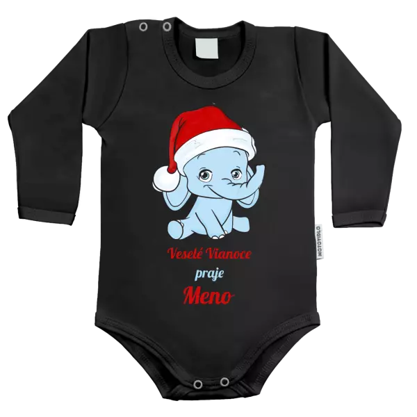 Detské body Veselé vianoce praje - modrý sloník