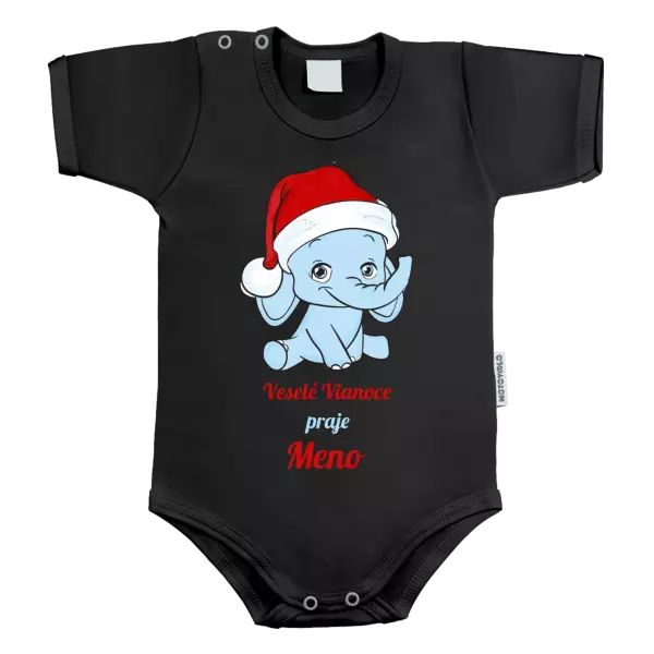 Detské body Veselé vianoce praje - modrý sloník