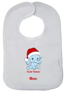 Detský podbradník Veselé vianoce praje - modrý sloník