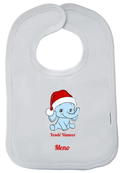 Detský podbradník Veselé vianoce praje - modrý sloník