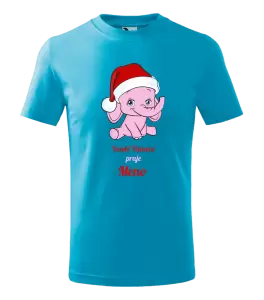 Detské vianočné tričko Veselé vianoce praje - ružový sloník