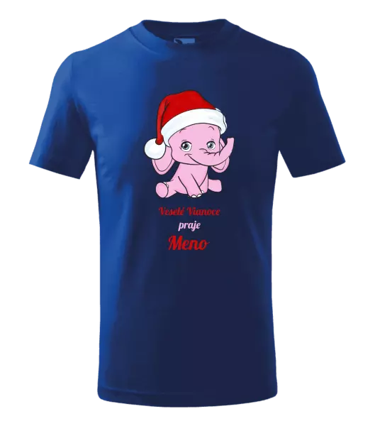 Detské vianočné tričko Veselé vianoce praje - ružový sloník