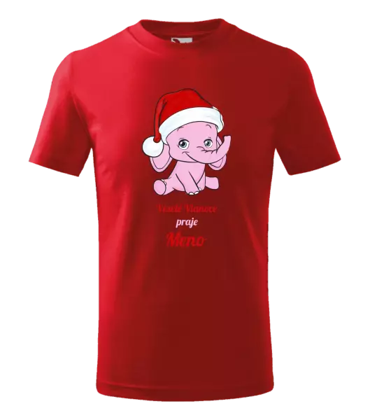 Detské vianočné tričko Veselé vianoce praje - ružový sloník