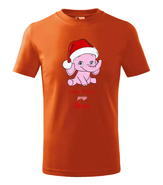 Detské vianočné tričko Veselé vianoce praje - ružový sloník