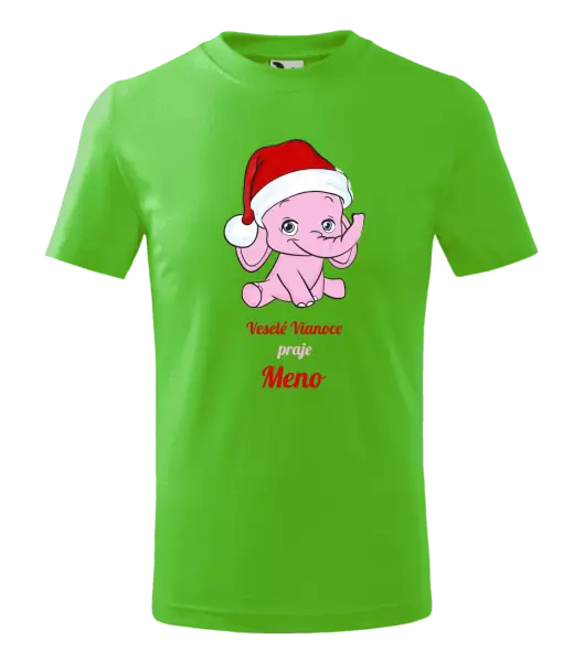 Detské vianočné tričko Veselé vianoce praje - ružový sloník