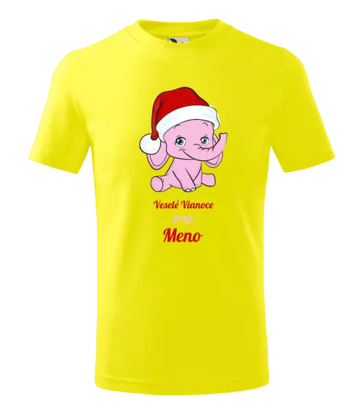 Detské vianočné tričko Veselé vianoce praje - ružový sloník