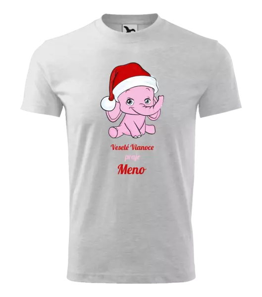 Detské vianočné tričko Veselé vianoce praje - ružový sloník