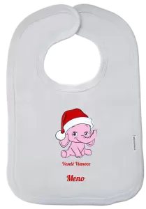 Detský podbradník Veselé vianoce praje - ružový sloník