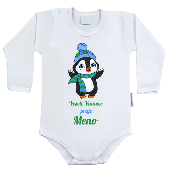 Detské body Veselé Vianoce praje - tučniak modrý