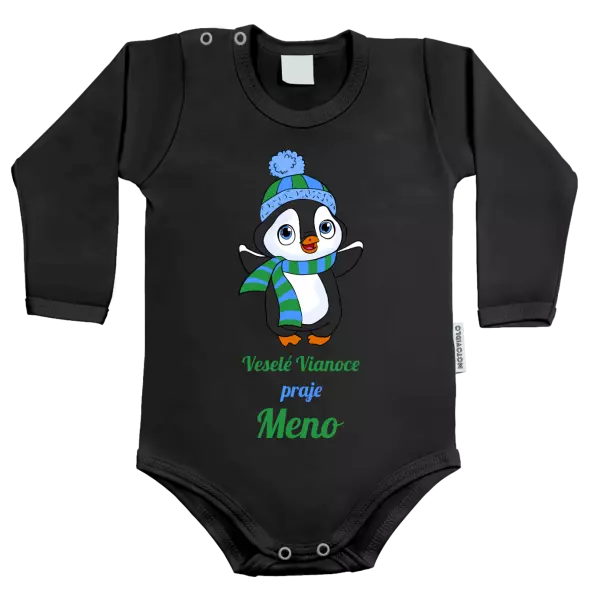 Detské body Veselé Vianoce praje - tučniak modrý