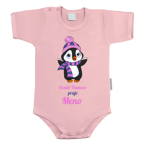 Detské body Veselé Vianoce praje - tučniak ružový