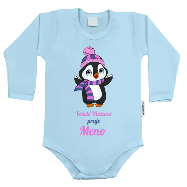 Detské body Veselé Vianoce praje - tučniak ružový