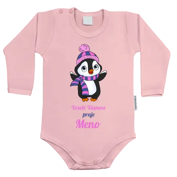 Detské body Veselé Vianoce praje - tučniak ružový