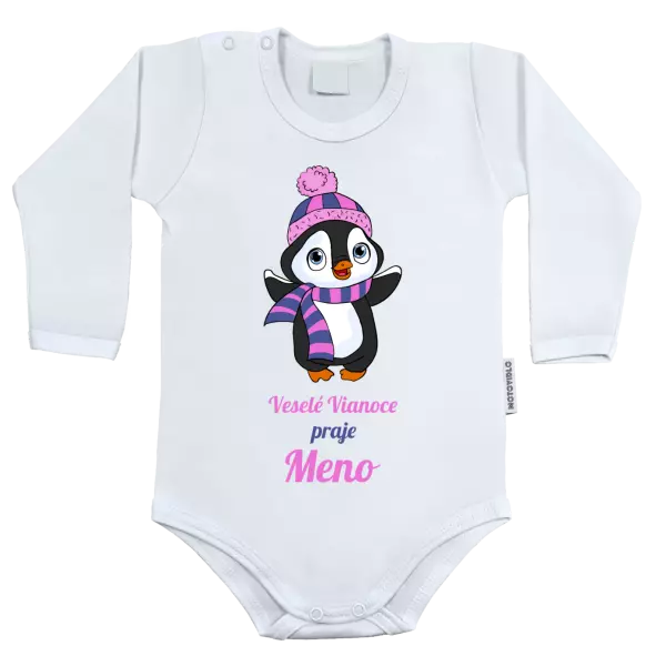 Detské body Veselé Vianoce praje - tučniak ružový