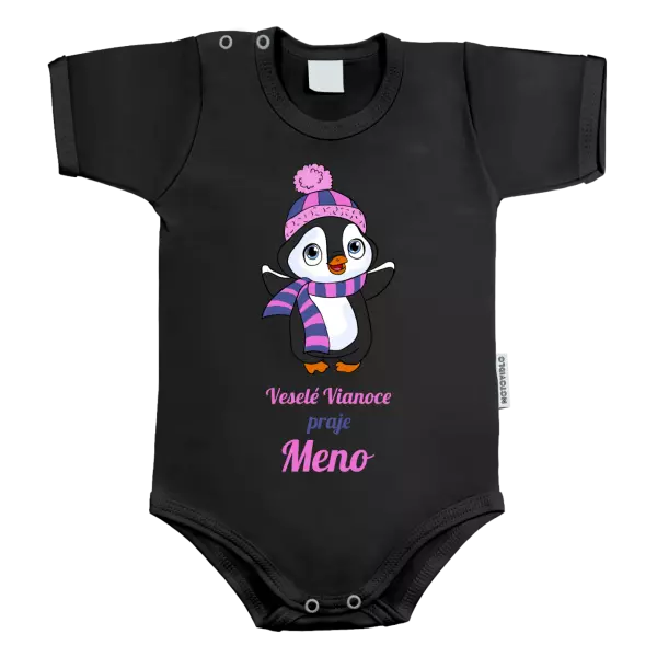 Detské body Veselé Vianoce praje - tučniak ružový