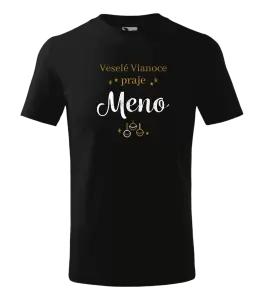 Detské vianočné tričko Veselé Vianoce praje - zlaté ozdoby