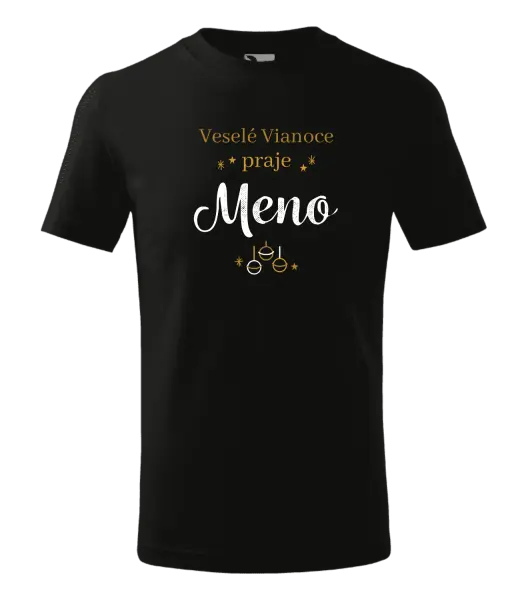 Detské vianočné tričko Veselé Vianoce praje - zlaté ozdoby