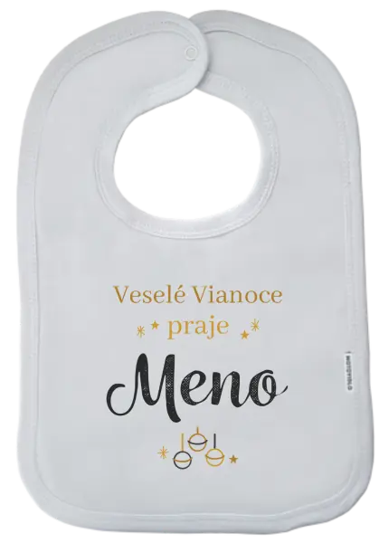 Detský podbradník Veselé Vianoce praje - zlaté ozdoby