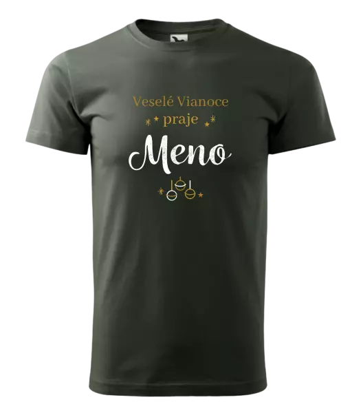 Pánske vianočné tričko Veselé Vianoce praje - zlaté ozdoby