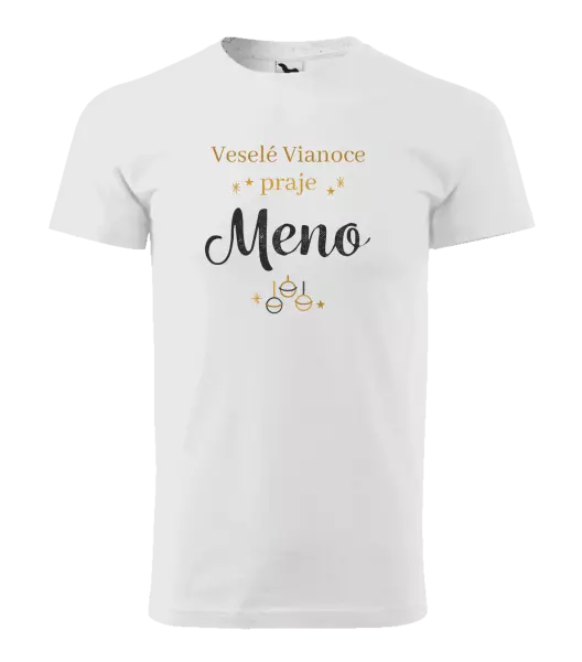 Pánske vianočné tričko Veselé Vianoce praje - zlaté ozdoby