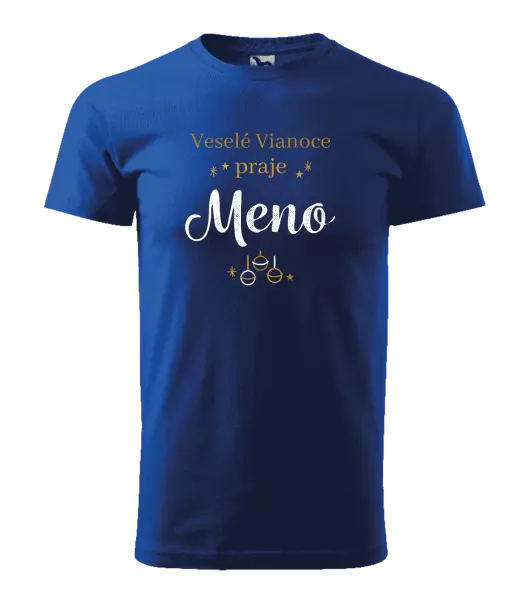 Pánske vianočné tričko Veselé Vianoce praje - zlaté ozdoby